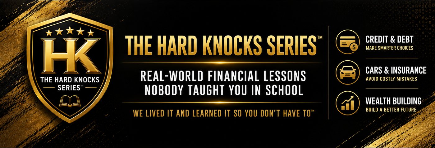 The Hard Knocks Series YouTube banner: real-world financial lessons nobody taught you in school